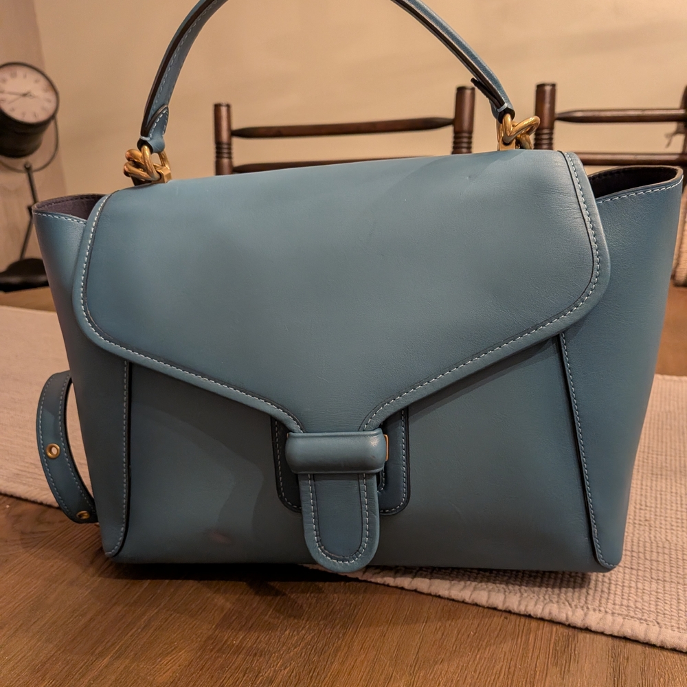 Coach 1941 Courrier Pacific Blue Carryall Top Handle Shoulder Feminine Luxury